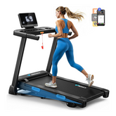 MERACH Foldable Treadmill with Incline, 7.5MPH Quiet Treadmills for Home with Double Deck Technology, 4 Silicone Shock Cushion, ,16.5" Wider Belt, APP