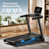 MERACH Foldable Treadmill with Incline, 7.5MPH Quiet Treadmills for Home with Double Deck Technology, 4 Silicone Shock Cushion, ,16.5" Wider Belt, APP
