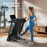 MERACH Foldable Treadmill with Incline, 7.5MPH Quiet Treadmills for Home with Double Deck Technology, 4 Silicone Shock Cushion, ,16.5" Wider Belt, APP