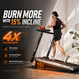 DeerRun X20 Incline Home Treadmill with 15% Auto Incline & Full Running Deck | 400 lbs, 11.3 mph