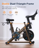 MERACH Exercise Bike, Brake Pad Stationary Bike with Exclusive App, Low Noise Indoor Cycling Bike with 300lbs Weight Capacity, Tablet Mount and Fitness Courses for Weight Loss