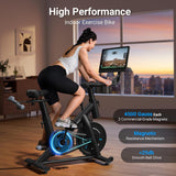 MERACH Exercise Bike, Brake Pad Stationary Bike with Exclusive App, Low Noise Indoor Cycling Bike with 300lbs Weight Capacity, Tablet Mount