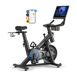 MERACH Exercise Bike, Brake Pad Stationary Bike with Exclusive App, Low Noise Indoor Cycling Bike with 300lbs Weight Capacity, Tablet Mount
